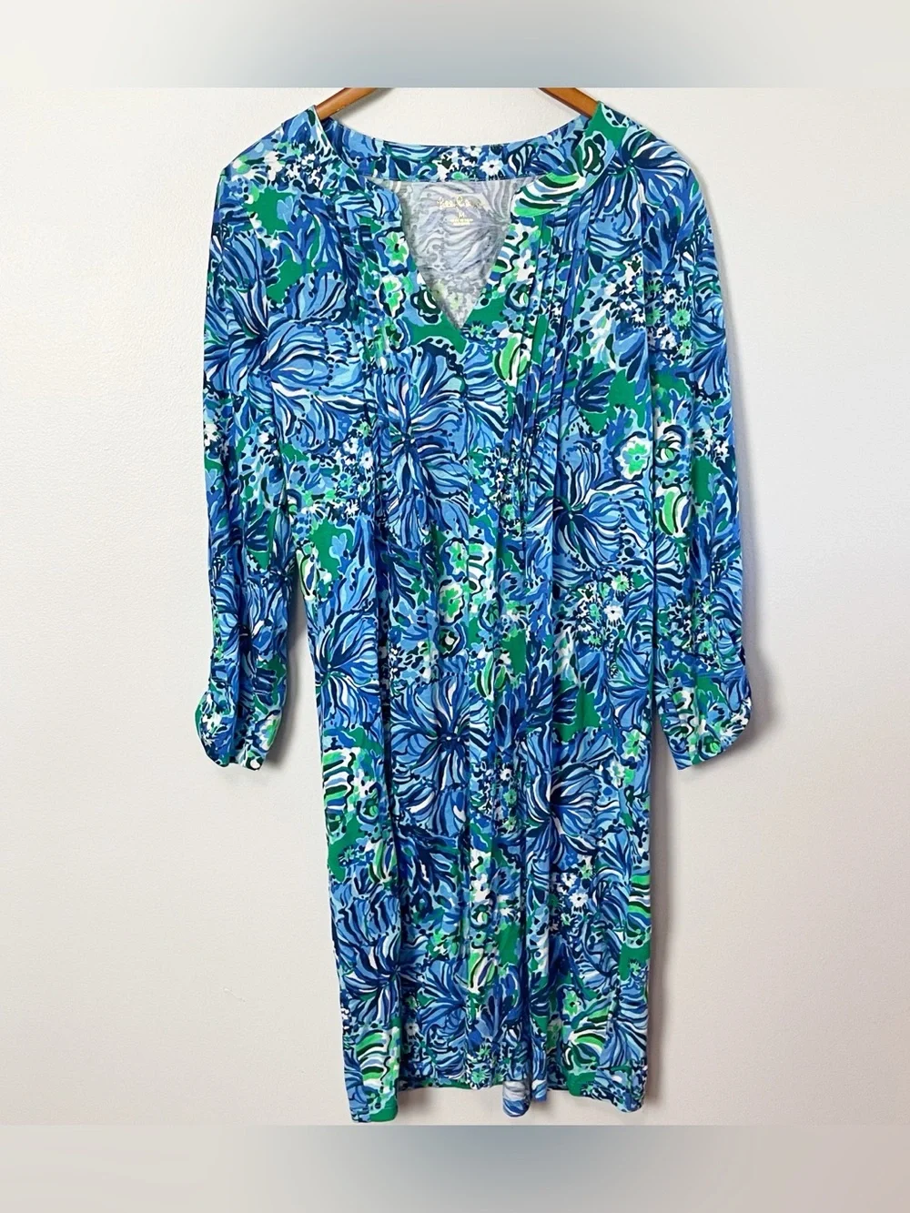 Lilly Pulitzer Beacon Dress Bali Blue Sway This Way Floral Cotton M